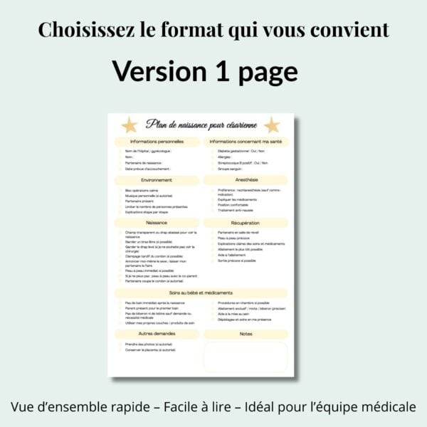 On a le choix entre deux formats. Il y a le format une page, plus concis, mais avec la place de laisser une note.